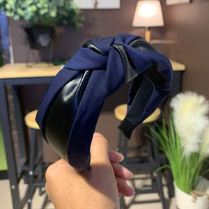 PU 패치 워크 머리띠 간단하고 넓은 테두리 매듭 미끄럼 방지 머리띠 womenhair 액세서리 - Product Image 3