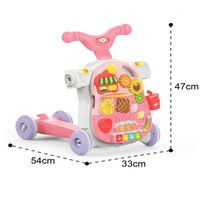 Trotteur 4 en 1 en plastique avec table de jeu Marchettes d'activités musicales d'apprentissage pour bébé