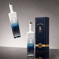 En stock, bouteille de vin en verre bleu vide de haute qualité de 750 ml avec bouchon pour bouteille de Bordeaux à vendre