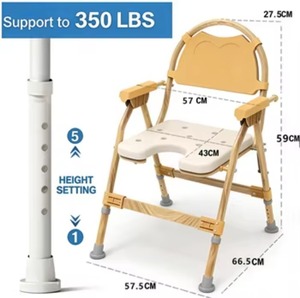 Foldable Aluminum Toilet <b>Commode</b> <b>Chair</b> with Widened Seat Cushion for the Elderly - Product Image 2