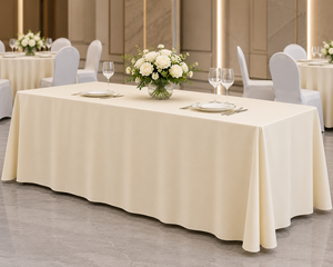 Wholesale Ivory Rectangular Polyester <b>Tablecloth</b> Custom Size Hotel Wedding Event Rental <b>Table</b> Linen - Product Image 1