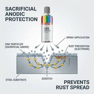 Spray de galvanisation à froid riche <span class=keywords><strong>en</strong></span> <span class=keywords><strong>zinc</strong></span> 96% 800H, résistant aux projections de sel, apprêt riche <span class=keywords><strong>en</strong></span> <span class=keywords><strong>zinc</strong></span>, peinture antirouille pour la <span class=keywords><strong>réparation</strong></span> de l'acier - Product Image 4