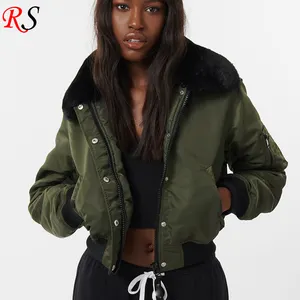 새로운 스타일 새로운 패션 좋은 품질 여성 의류 사용자 정의 겨울 육군 녹색 폭격기 재킷