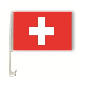 China Supplier Wholesales Individual Package 12x18 Inches Polyester Switzerland Car Window Flag