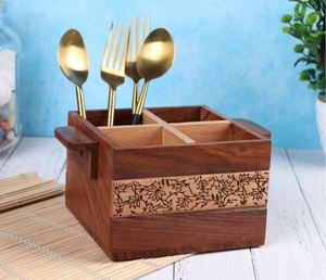 Cuchara cuadrada de madera para 4 porciones, tenedor, soporte para cuchillos para restaurante, vajilla de comedor, Material de Metal duradero, soportes para cucharas, Clips para ollas - Product Image 3