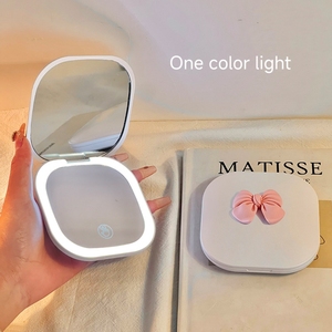 Portable Small LED Folding Vanity <strong>Mirror</strong> 1X/2X/3X Pink <strong>White</strong> Bow - Product Image 4