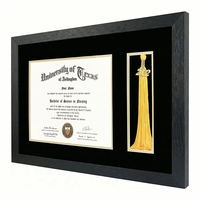 Cadre de diplôme de remise de diplôme personnalisé en bois épaissi avec insert pour photo et gland