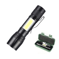 Senter LED Mini Super Terang Isi Ulang USB Portabel Aluminium Alloy Zoomable COB Mini Flashlights