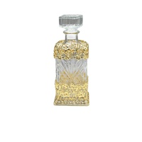 Carafe en verre grande capacité, bouteille en verre doré avec dentelle en acier, vase, flacons de parfum de bonne qualité