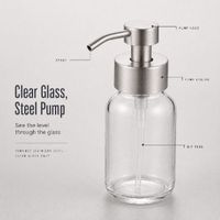 Flacon de savon en verre transparent avec pompe à mousse en métal, distributeur de savon pour les mains de 250 ml, récipient de savon liquide rechargeable pour salle de bain et cuisine