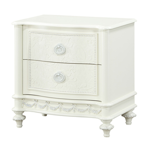 Ivory 2-<b>Drawer</b> Nightstand With Ornate Carving And Curved Legs <b>For</b> Bedroom <b>Storage</b> - Product Image 4