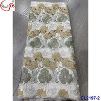 Tissu en dentelle de coton suisse KC137 brodé de pierres, style nigérian et de Dubaï, pour la couture de robes de mariée