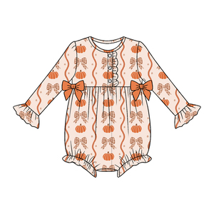 Custom Casual Autumn Pumpkin Bows Cute Girls Clothing Sets <b>Kids</b> Ruffles Dress Baby <b>Bubble</b> Rompers Sister Children's Clothing - Product Image 2