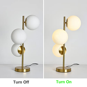 Lámpara de Mesa Postmoderna de 3 Globos con Base Dorada y Bombilla Esmerilada, Luz Decorativa para Entrada, Consola y Escritorio de Oficina - Product Image 2