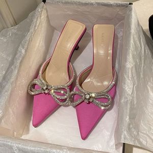 2025 New Fashion Salto Alto Summer Female Slides Mules Low <b>Shoes</b> Bow Kitten Heels for Ladies - Product Image 4