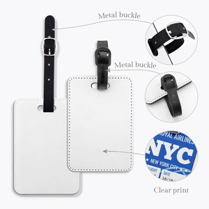 Étiquettes de bagage vierges en cuir PU pour sublimation, personnalisables, impression double face, vente en gros, promotion - Product Image 1