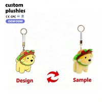 Porte-clés en peluche animalier Hamburger, mini chien, cochon, éléphant, husky, breloque de sac à dos en peluche, cadeau pour enfants, vente en gros, pendentif de sac personnalisé, décoration