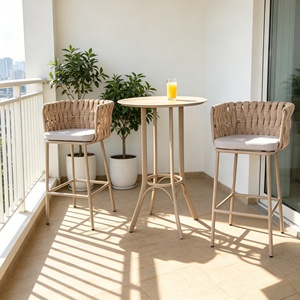 Meubles de restaurant d'extérieur, ensemble de table à manger en aluminium pour patio, ensemble de chaises de bar, pour jardin, bord de piscine, cafés, bar à domicile, hôtel, bistrot - Product Image 1