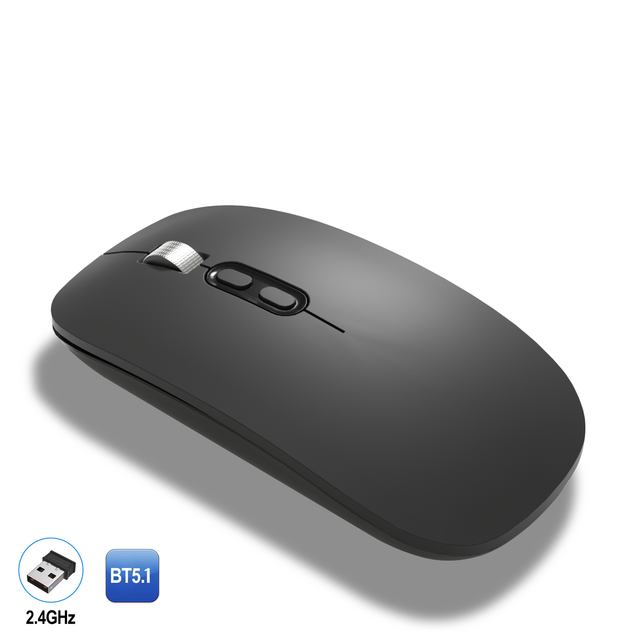 Silent Cordless Rechargeable Dual Mode Optical Tracking USB Wireless Mouse UltraThin Ergonomic 4 Buttons Portable Computer