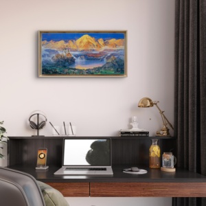 Reproduction sur toile de qualité muséale du chef-d'œuvre original signé par l'artiste Zhang Jishi - Thème Régale Royaume des Lumières - Décoration intérieure Art Déco blanche personnalisable - Product Image 4
