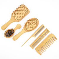 Fournisseur de produits capillaires, ensemble de brosses à cheveux en bambou pour massage du cuir chevelu, ensemble de brosses à cheveux démêlantes écologiques pour femmes