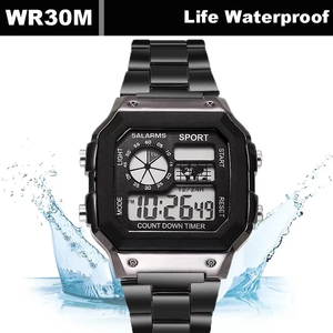 Orologi Sportivi di Lusso con Cinturino in Acciaio Inossidabile, Orologi Digitali Militari da Uomo, Orologio Impermeabile LED, Orologio da Polso Sportivo Maschile - Product Image 4