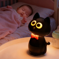 Veilleuse LED en forme de chat mignon en ABS, lumière colorée, lampe de chevet créative pour chambre d'enfant et décoration intérieure