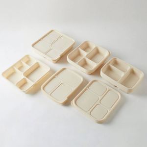 Barquette alimentaire jetable écologique biodégradable en amidon de maïs blanc pour emballage rapide à emporter, 5 compartiments, boîte à repas - Product Image 4