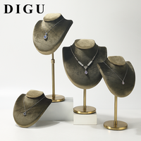 Support de présentation en velours pour collier et pendentif haut de gamme DIGU, avec support métallique détachable et réglable en hauteur