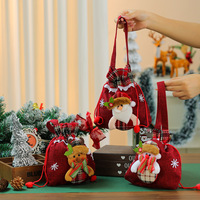 Bolsa de Mano Creativa de Papá Noel, Bolsa de Regalo con Forma de Manzana Navideña, Decoración Pintada con Forma de Árbol, Suministros para Niños