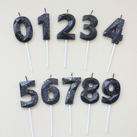 Bougie de gâteau à facettes géométriques noires à brancher pour anniversaire 18 21 30 40 50 60 70 80