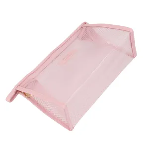Портативная Водонепроницаемая прозрачная сетчатая косметичка EVA с логотипом завода, дорожная розовая косметичка