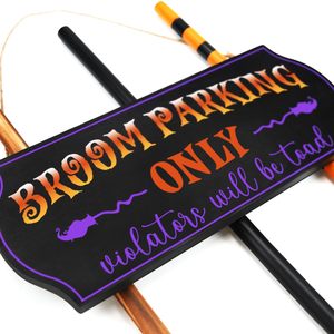 Numéro de maison d'Halloween, Balai magique, Panneau mural, Article suspendu, Balai d'Halloween, Panneau de sorcière lumineux, Panneau de parking - Product Image 2