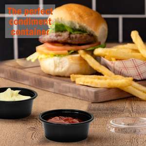 Gobelet en plastique noir jetable pour restaurant, petit, transparent, pour pudding, condiments, avec couvercles, 1,5 oz - Product Image 6