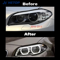 Faros Delanteros HETOP F10 2010-2017, Doble Color, Serie Ikon 5, Luces Delanteras LED Amarillas y Blancas con Lente Láser, Plug and Play para BMW