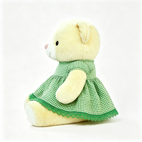 Peluche Ours en Peluche Doux et Moelleux, Adorable Poupée Ours Rembourrée avec Robe Verte à Manches Courtes, Jouet en Peluche Animal pour Enfants