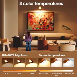 Lampe de table LED rotative en bois massif, rechargeable, sans fil, à intensité variable, veilleuse décorative pour chevet, bureau, chambre, hôtel, cadeau - Product Image 5