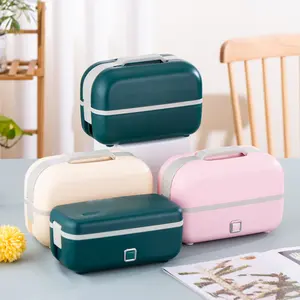 Portable heating heated Water plastic 2-layer food warmer container stainless steel electric bento lunch box