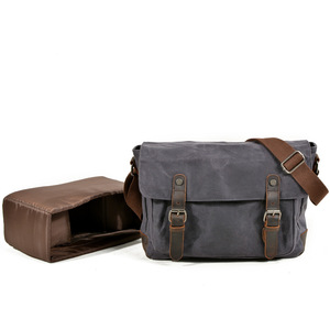 <span class=keywords><strong>Borsa</strong></span> a <span class=keywords><strong>Tracolla</strong></span> Orizzontale per Fotocamera da Uomo in Tela Cerata e Pelle di Prima Qualità Impermeabile per Fotocamere SLR, Ideale per Viaggi e Tempo Libero - Product Image 5