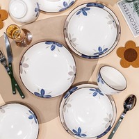 Assiette de table bleue, design créatif, tendance, populaire sur internet, nouvelle collection 2025, assiette creuse épaissie, compatible micro-ondes