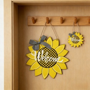 Colgante Decorativo para Puerta de Madera con Diseño de Abeja, Girasol y Trébol de Cuatro Hojas, Amuleto de <span class=keywords><strong>la</strong></span> <span class=keywords><strong>Suerte</strong></span> - Product Image 1
