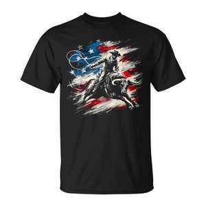 T-shirt Western avec drapeau américain pour cow-boy de rodéo - Product Image 1