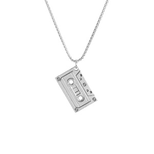 Music Club Punk Tape Stainless Steel Pendant Rectangular Recording Tape Necklace Sweater <b>Chain</b> Gift Fashion Jewelry - Product Image 3