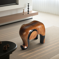 Tabouret bas de luxe design moderne avec sculpture créative d'éléphant Petit tabouret à langer en bois massif pour la maison
