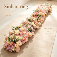 Chemin de table en cascade pour événements de mariage, décoration de table, rangée de fleurs artificielles en soie rose