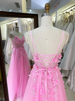 Robes de bal roses en gros 2026 2027 – Robe de soirée en dentelle florale 3D, corset perlé, tulle, coupe trapèze – Fournisseur d'usine