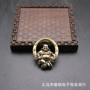 Maitreya Buddha Keychain Brass Pendant <b>Car</b> Decor Desktop <b>Ornament</b> Unisex Gift Themed Charm Copper Alloy - Product Image 4