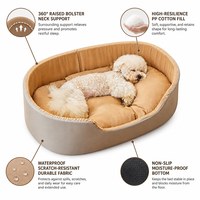 Lit pour chien ovale lavable à rebond rapide, imperméable, anti-déformation, résistant, panier pour animaux de compagnie pour chiens et chats