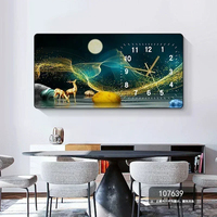 Horloge murale cristal porcelaine peinture horloge moderne décoration de salon peinture suspendue décoration de maison de luxe peinture murale