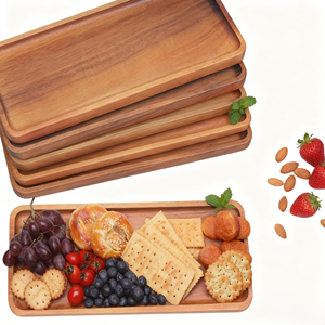 Tabla de queso pequeña rectangular moderna, bandejas y platos para servir de madera de acacia maciza, diseño pulido ecológico para fiestas - Product Image 1